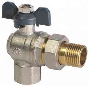 КРАН  шар. со сгоном УГЛОВОЙ   3/4"  ВР-НР БАБОЧКА AQUALINK