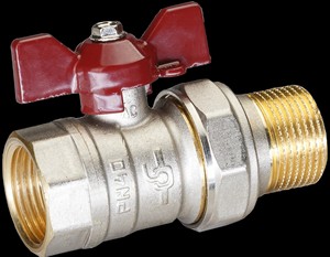 Кран шаровой со сгоном  1/2'' бабочка PN40 Temper Россия
